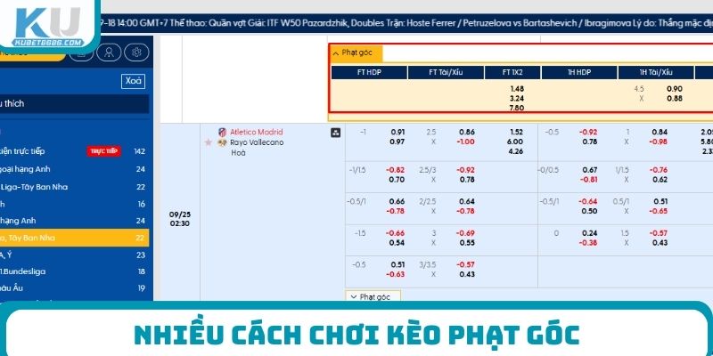 Nhiều cách chơi kèo phạt góc